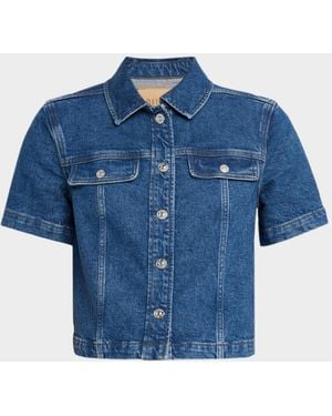 PAIGE Elly Short-Sleeve Denim Jacket - Blue