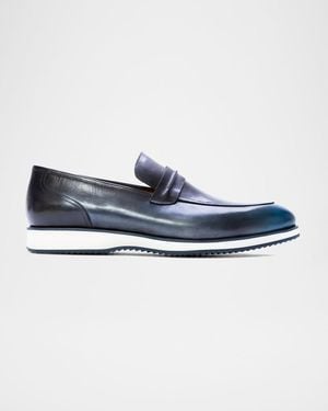 Ike Behar Mannoir Leather Loafers - Blue