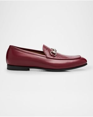 Gucci Jordy Gg Leather Bit Loafers - Red