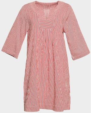 Frances Valentine Easy Striped Seersucker Shift Dress - Pink