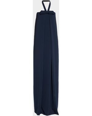 Atelier Prabal Gurung Bow-Detail Halter Gown - Blue