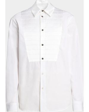 Versace Textured-Bib Cotton Shirt - White