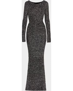Stella McCartney Paillette Knit Off-The-Shoulder Gown - Black