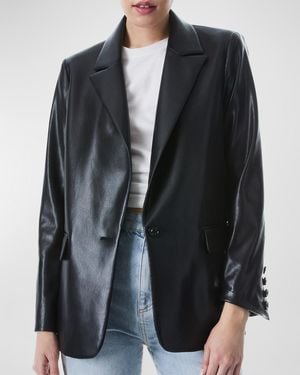 Alice + Olivia Denny Vegan Leather Tailored Blazer - Black