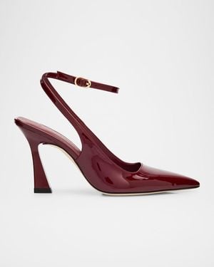 Stuart Weitzman Vinnie Patent Leather Ankle-Strap Pumps - Red