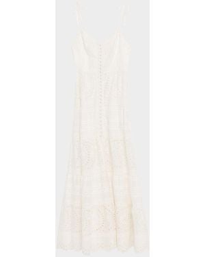 Alice + Olivia Shanti Embroidered Cotton Maxi Dress - White