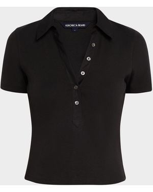 Veronica Beard Kearney Short-Sleeve Polo Top - Orange