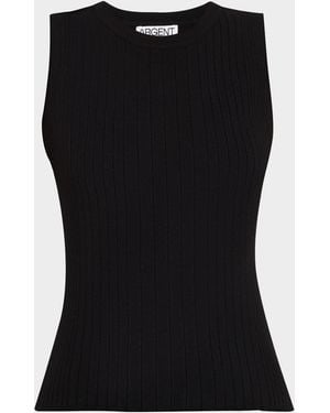 Argent Crewneck Ribbed Knit Tank - Black