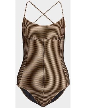 Ulla Johnson Positano Scalloped One-Piece Swimsuit - Brown