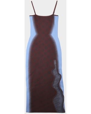 Ph5 Iris Polka-Dot Wavy Asymmetric Slit Maxi Dress - Purple