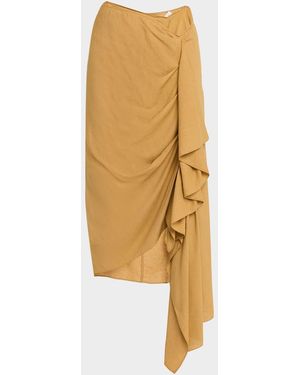 Michael Kors High-Low Ruffle Midi Skirt - Metallic