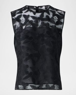 Akris Butterfly Embroidered Sleeveless Top - Black