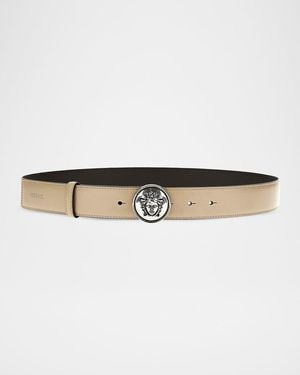 Versace Medusa Leather Belt - White