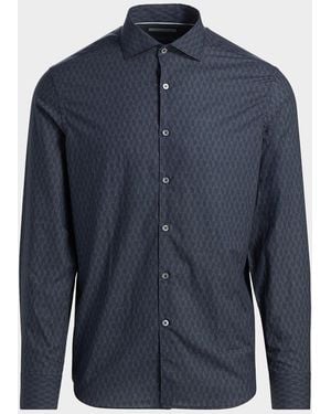 Canali Apos;S Tonal Frecchia Sport Shirt - Blue
