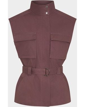 Nicholas Danna Belted Stand-Collar Vest - Purple