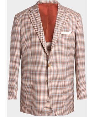 Kiton Apos;S Multi-Check Cashmere And Silk Blazer - Pink