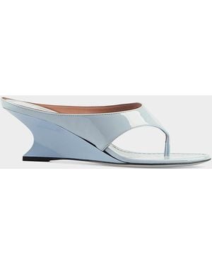 Paris Texas Nina Patent Leather Thong Mule Sandals - White