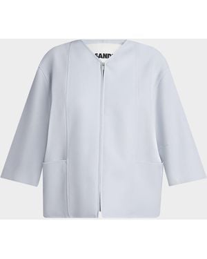 Jil Sander 3/4-Sleeve Zip Jacket - Blue