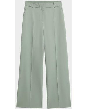 Argent Soho Wide-Leg Seasonless Wool Pants - Green