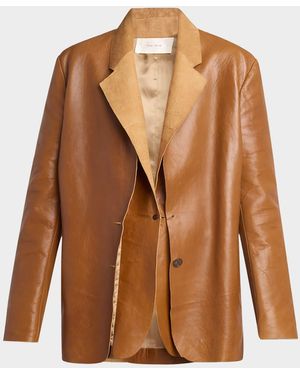 The Row Lysandre Leather Jacket - Brown