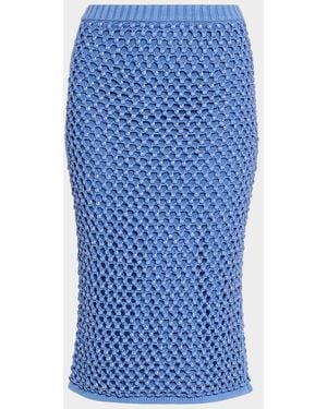 DIOTIMA Spice Crystal Striped Crochet Knit Midi Skirt - Blue