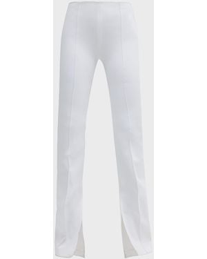 Adam Lippes Neoprene Slit-Cuff Flare Pants - White