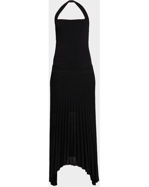 Maria McManus Semi-Sheer Pleated Halter Midi Dress - Black