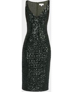 Michael Kors Portrait-Neck Sleeveless Sequined Stretch Dress - Black