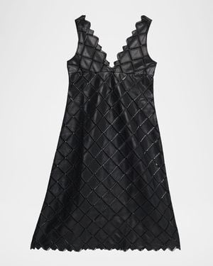 LOVEBIRDS Asphalt Diamond-Cutout Faux Leather Midi Dress - Black