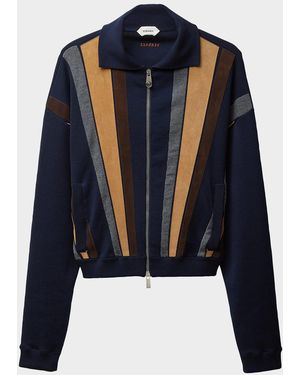 Versace Colorblocked Wool-Blend Zip-Up Blouson Jacket - Blue
