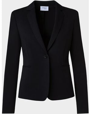 Akris Punto Wool Jersey Tailored Blazer Jacket - Black