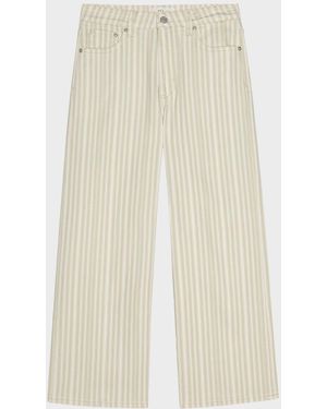 Rails Getty Stripe Wide Cropped Jeans - White