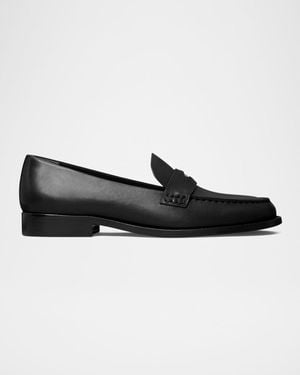 Tory Burch Classic Leather Penny Loafers - Black