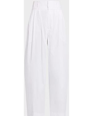 Altuzarra Wilson Double-Pleated Wide-Leg Ankle Pants - White