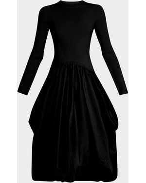 Jonathan Simkhai Kenlie Mixed Media Bubble Midi Dress - Black