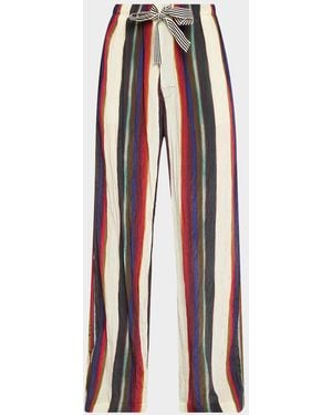 Christopher John Rogers Morris Stripe Relaxed Wide-Leg Pants - Red
