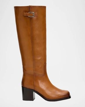 STAUD 60Mm Brooklyn Leather Knee-High Boots - Brown