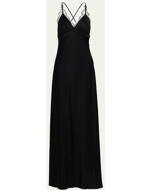 Kobi Halperin Evin Lace-Trim Satin Maxi Dress - Black