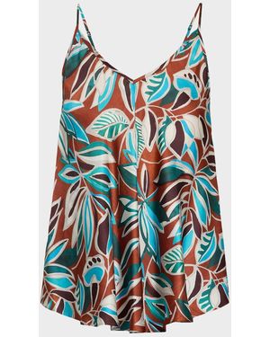 Johnny Was Karoli Draped Floral-Print Cami - Blue