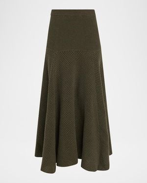 Ulla Johnson Lucia Wool Open Knit Midi Skirt - Green