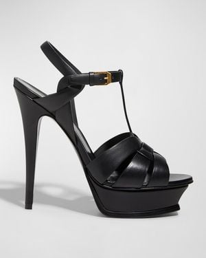 Saint Laurent Tribute Platform High Heel Sandals - Black