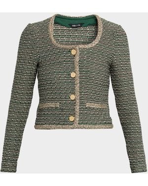 Misook Braid-Trim Tweed Jacket - Green