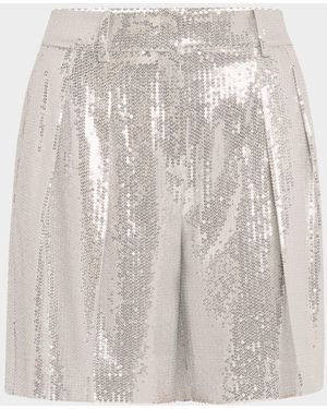 Michael Kors Sequined Pleated Shorts - White
