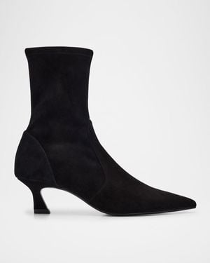Stuart Weitzman 50Mm Vinnie Suede Stretch Booties - Black