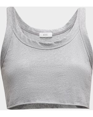 A.L.C. Halsey Cropped Scoop-Neck Tank Top - Gray