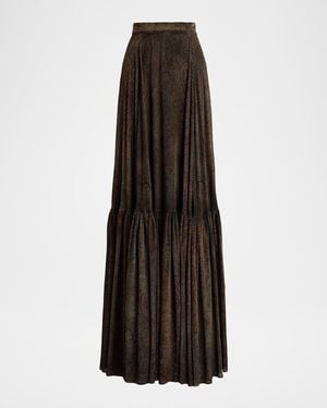 Ralph Lauren Carlita Burnished Paisley Velvet Twill Maxi Skirt - Multicolor