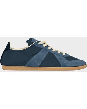 Maison Margiela Apos;S Replica Napa Leather And Suede Low-Top Sneakers - Blue