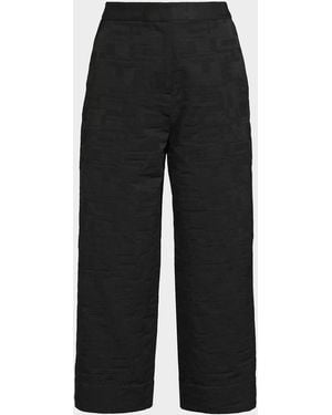 Natori Jacquard Wide-Leg Crop Pants - Black