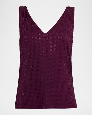 Emanuel Ungaro Sleeveless Rhinestone Blouse - Purple