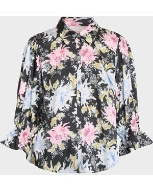 Cinq À Sept Fiona Dahlia Print Top - White